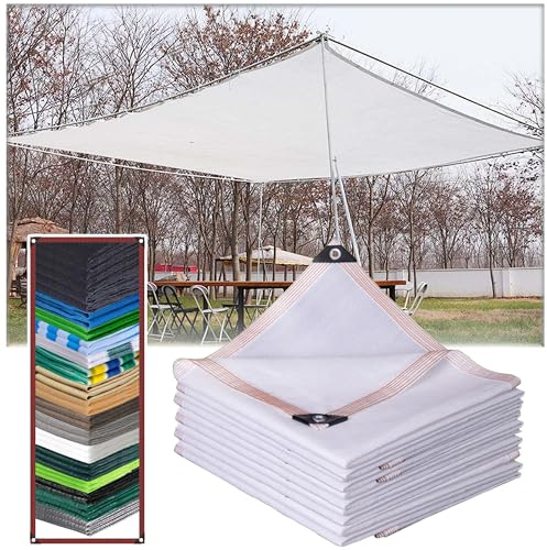 Toldo rectangular tipo vela – 90% de protección UV, diseño de ojales ideal para jardín, patio, invernadero, parterres, gallineros, cochera, color blanco, 10 x 18 m
