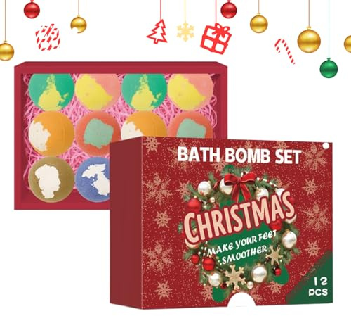 Bade Bälle Set - 12 Stück Badewannen Bälle Adventskalender | Feuchtigkeitsspendende Hautpflegeprodukte zur Entspannung Spa Urlaub Zuhause Badezimmer Salon Hotel Party Geburtstag Frauen - Für Spa Hotel