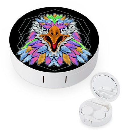 fkgvwo Contact Lens Container Colorful Bird Travel Contact Lens Box with Mirror Tweezers Solution Bottle