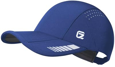 GADIEMKENSD UPF 50+ Faltbare Sportkappe mit reflektierenden Akzenten, Performance-Laufmütze aus atmungsaktivem Mesh, Dri-Fit-Basecap für Golf, Tennis und Training, Königsblau L