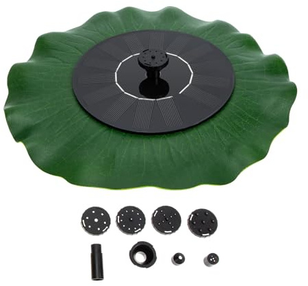 GLEAVI Fontana Solare a Forma di Foglia di Loto, Kit Pompa Solare per Laghetto da Giardino, Decorazione da Esterno per Patio e Piscina
