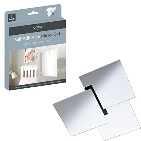 Anika 60960 Selbstklebende quadratische Spiegel, 15 cm, vielseitig und funktional, 3 Stück