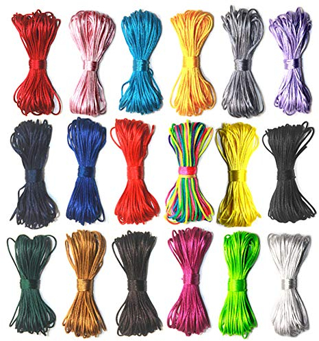 EBOBBY 180 metros Cordon para Pulseras Cordón de Satén de Cola de Rata Cordón de Seda de Nailon Cuerdas para Pulseras 1,5mm para Pulsera de la Amistad Cordón de Anudado Chino Hilos para Hacer Pulseras