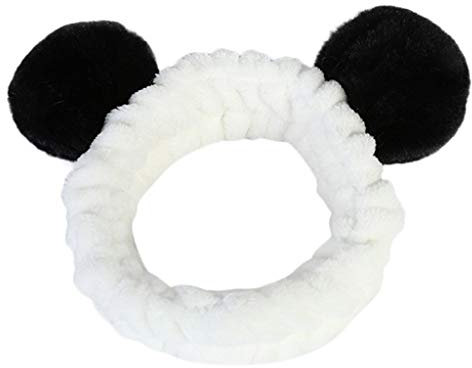sp1 Sallyohno Make-up Stirnband Flauschiger Gummizug Haarband Band Panda Ear Cute Head Schönes Haarband für Spa Gesichtsreinigung Gesichtspflege (Schwarz)