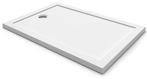 Aquamarin® Duschwanne - 90x70 cm, Superflach, Niedrig, Rutschfest, Rechteckig, bis 250 kg Belastbar, Acryl, Weiß - Duschtasse, Duschbecken, Brausewanne, Acrylwanne