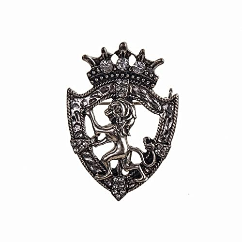 Retro Löwe Schild Krone Tier Broschen Mode Herren Anzug Hemdkragen Nadel Abzeichen Anstecknadeln Schmuck Männer Kleidung Zubehör