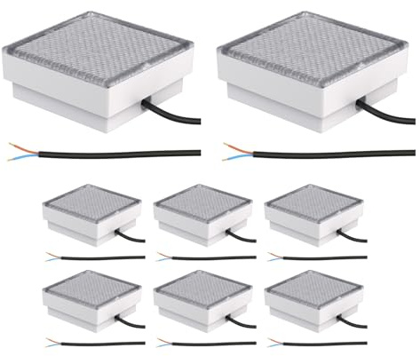 ledscom.de 8x LED Pflasterstein Bodeneinbauleuchte CUS für außen, IP67, eckig, 15 x 15cm, warmweiß