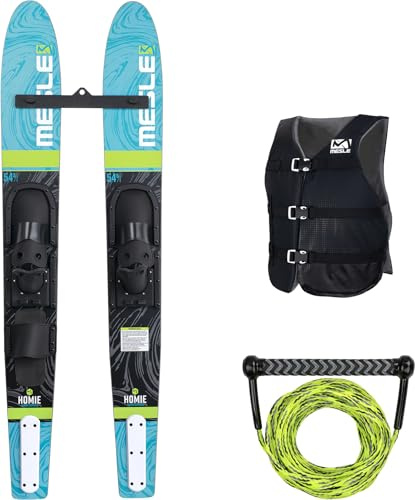 MESLE Junior Combo Wasserski Set Homie 139 cm, Weste Sportsman & Leine Combo, Wasserski für Kinder und Jugendliche, für Anfänger und Fortgeschrittene bis 60 kg