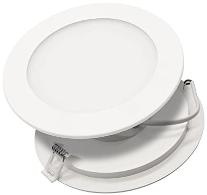 max K O M F O R T 6er Set LED Panel 12W rund ultraslim warmweiß 3000K – Einbaustrahler Spot Deckenleuchte – leichte Kunststoff-Ausführung für Wohn- & Geschäftsräume MBY-12W