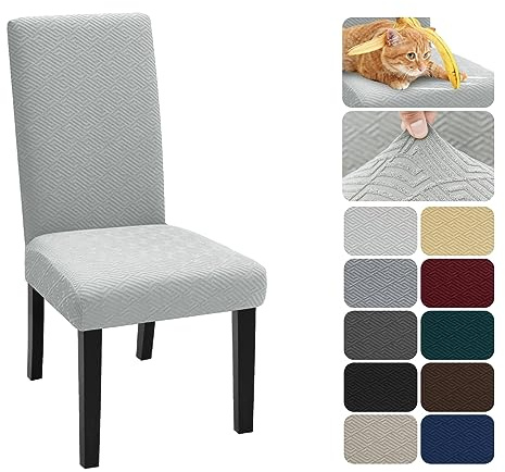 XINEAGE Stuhlhussen 2er Set, Stretch Stuhlhussen für Esszimmerstühle, Universale Stuhlhussen Waschbar Abnehmba für Hotel, Zeremonie, Bankett, Restaurant, Zuhause (Silber Grau)