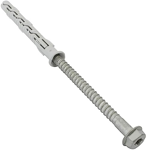 AERZETIX C67132 Juego 20 Tacos Plástico Ø8x80mm + 20 Tornillos Ø6x90mm | Brida biselada, Tornillos autorroscantes, Cabeza hexagonal huella estrella TX30, Para hormigón ladrillo
