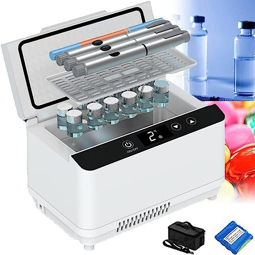 BDXZJ Scatola Refrigerata per Insulina, Insulina Mini Contenitore Frigorifero per Farmaci per Auto, Frigorifero per Medicinali, Dispositivo di Raffreddamento per Insulina 1*Battery