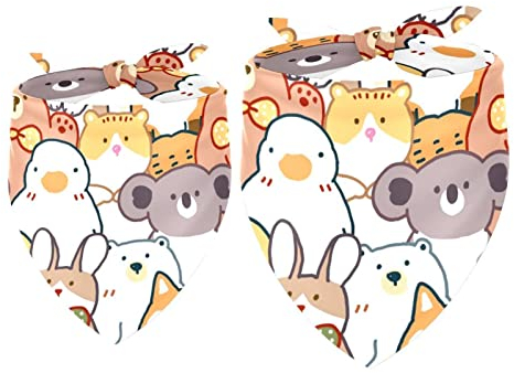 2 Stück Hund Bandana Cartoon Tier Koala Bär Ente Kaninchen Mädchen Junge Haustier Lätzchen Hund Schal Halstuch Waschbar Bandanas Zubehör für kleine, mittelgroße große Hunde Welpen Katze Haustier