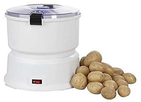 Pelador de patatas eléctrico, peladora automática con 6 cuchillas de acero inoxidable, pelador de patatas con accionamiento de un solo botón, fácil de limpiar, pelador giratorio de frutas y verduras c