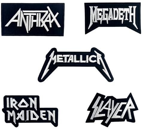 masktore Thrash Metal Patches, 5 Stück Band Patch, Rock Band Aufbügler Bügelflicken
