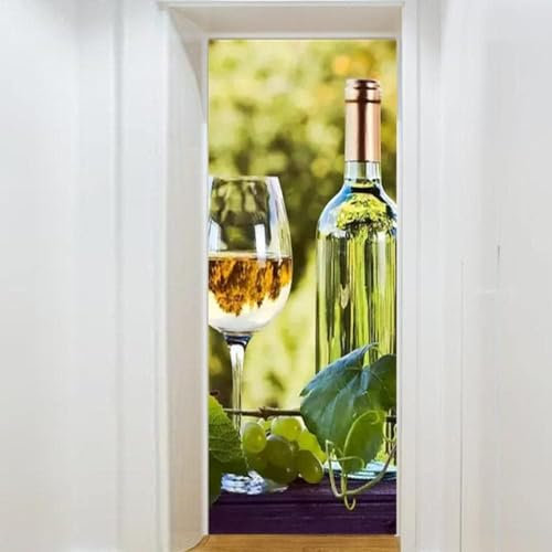 Türtapete Selbstklebend 77x200 Wein Türaufkleber 3D Türposter Obst Fototapete Türfolie Türklebefolie Wasserdichte für Türwand Dekoration Tapete a435