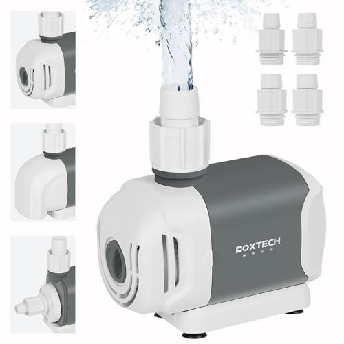 boxtech Pompe à eau pour fontaine d'aquarium, 2500 L/H 45 W, pompe à eau de fontaine ultra silencieuse réglable pour aquarium, aquarium, étang, fontaines, piscine avec 3 buses