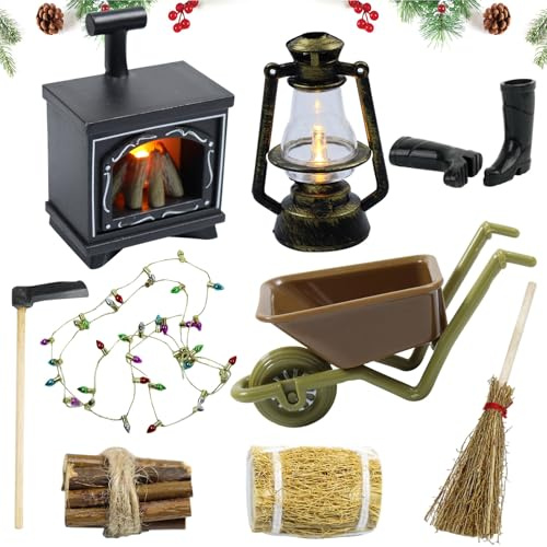 Cheminée de maison de poupée, kit d'accessoires de lutin mini feu de camp, accessoires de maison de poupée, lutin de Noël, accessoires de lutin LED, accessoires de Noël, atmosphère chaleureuse et