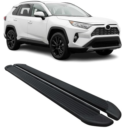 OMAC Trittbretter für Toyota RAV4 Hybrid 2019-2025 Aluminium 2 TLG Schwarz | Seitenschweller, fahrzeugspezifische Passform