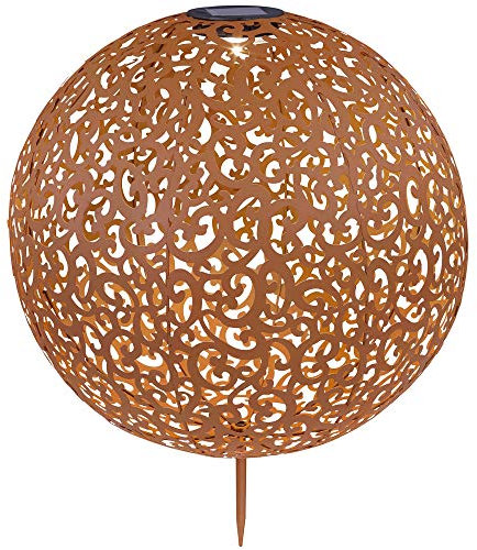 GLOBO LIGHTING - Lampada a LED di design solare, a forma di sfera, per giardino, per esterni, colore ruggine, diametro 40 cm