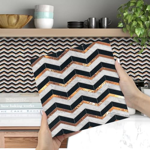 Fliesenaufkleber Golden Black Ripple Badezimmerfliesenaufkleber Pvc Selbstklebend Aufkleben Auf Badezimmer- und Küchenfliesen Wandfliesenaufkleber Aufklebbare Fliesen Abziehen und Aufkleben Von Boden