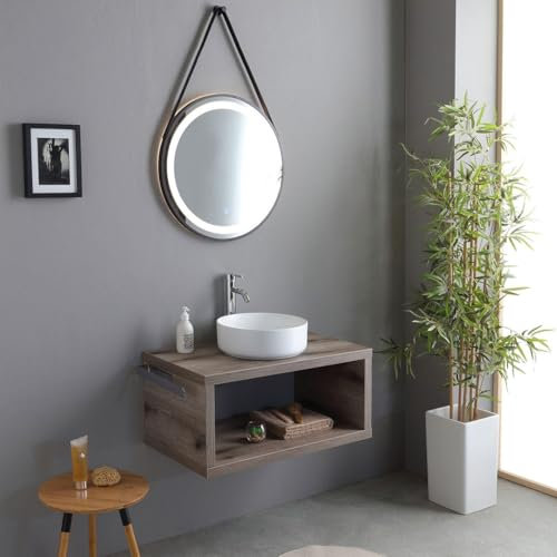 Kiamami Valentina Mobile Bagno Sospeso 80 cm Rovere Fossile Lavabo Tondo
