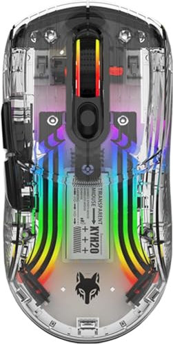 Maxspace Wireless Gaming Mouse, Transparent RGB Mechanical Dual Mode Gaming Mouse, A Must-Have Cool USB Computer Mouse for Gaming and Esports, Rechargeable Wireless Mouse for Laptop/PC/Mac (Black)