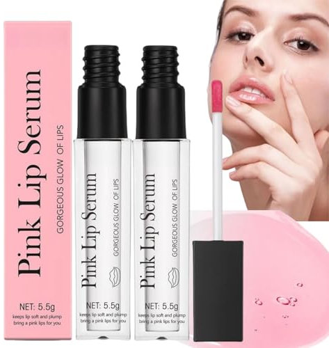 Pink Lip Serum Plumper and Color-Changing Gloss - Tinted Balm with Nourishing Oil for Gorgeous Glow, Moisturizing and Repair - 2Pcs