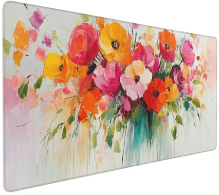 Gaming Mauspad XXL Blume Mousepad 1000x500x4mm Farbe Verlängertes Mauspad Schreibtischauflage,Genähte Kanten Mauspad,Verbessert Präzision und Geschwindigkeit Wasserdicht Geeignet für Büro und Spiele