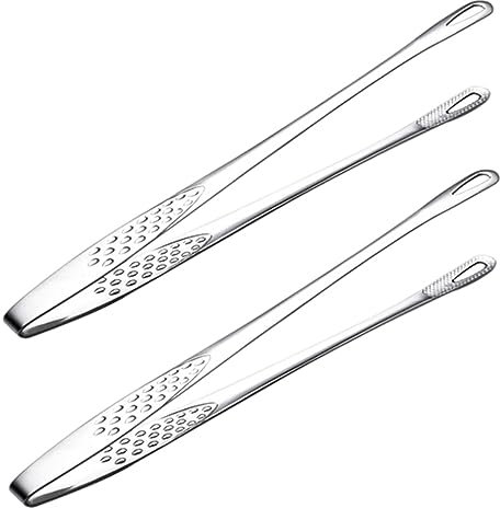 COLLBATH 2stücke Edelstahl Grillzangen Hitzebeständig Rostfrei Ergonomisch Geformt Vielseitige Küchenzange Für Grillen Backen Servieren Von Steak Brot Und Desserts Leicht Und Langlebig