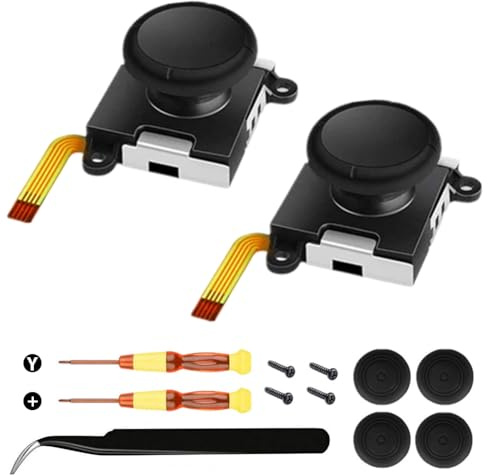 CEWROM GuliKit JoyCon Joystick, Hall Effect Joystick 1 Pair, Joy Con Switch Reparatur Ersatz Set für Switch/Switch OLED/Switch Lite, No Drift -Schwarz