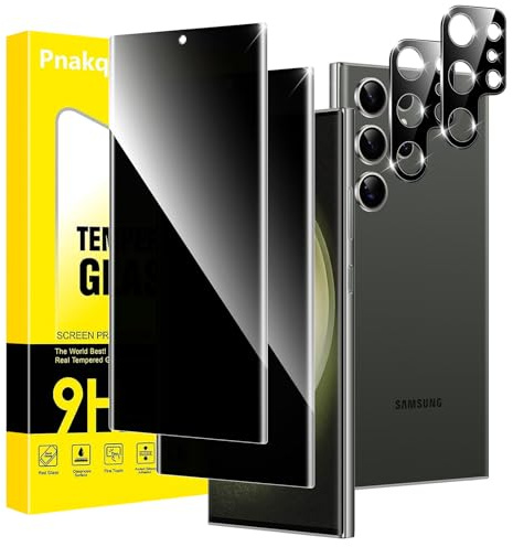 Pnakqil Sichtschutz Panzer Schutz Glas für Samsung Galaxy S23 Ultra 5G mit Kameraschutz,Privacy Schutzfolie Displayschutz,Anti-Spy Schutzglas Panzerfolie mit 28° Blickschutz Sichtschutzfolie,2+2 Stück