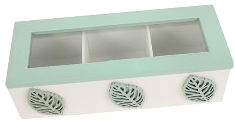 Mikinona Caja de Madera para Bolsitas de Té con Compartimentos y Ventana Transparente Organizador Resistente para Cocina Escritorio y Almacenamiento Elegante
