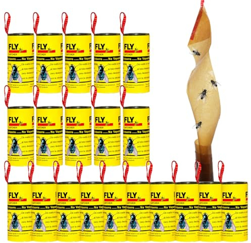 Frutilexia 20 Piezas Atrapa Moscas, Trampa Moscas Fruta, Atrapa Mosquitos, Trampas para Moscas Colgantes, Tiras Atrapamoscas, Atrapa Insectos, Seguro y No Tóxico, para Interiores y Exteriores