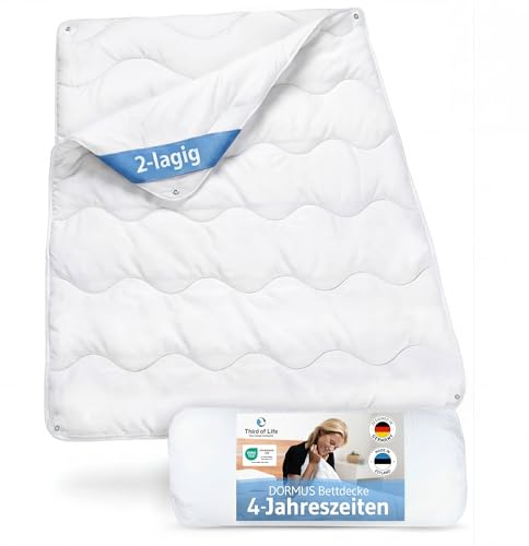 4-Jahreszeiten Bettdecke 155x220 2-lagig, Weiche Steppdecke, Ökotex 100 | Vierjahreszeiten Decke 155 x 220 cm für Winter und Sommer, Entwickelt von Schlafexperten, Ganzjahresdecke made in EU