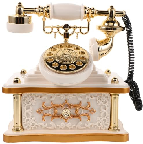 Amosfun Vintage Telefon Spieluhr Aus Abs Retro WäHlscheiben Telefon Modell Mit Beruhigender Melodie Dekorative Schreibtischfigur FüR Wohnzimmer BüRo Bar Und Eingangsbereich