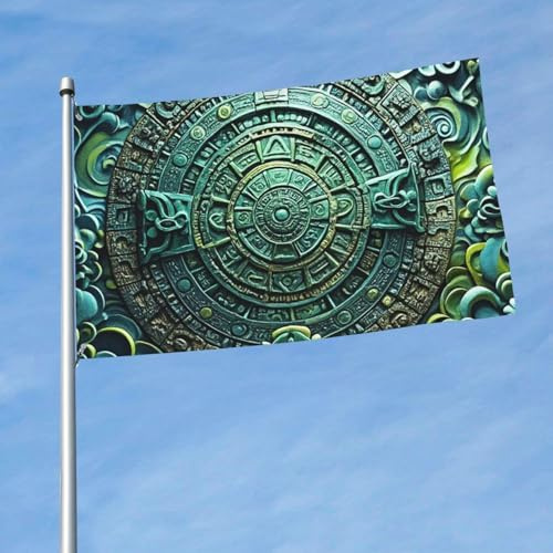 Flagge, 150 cm x 90 cm, doppelseitig, für den Außenbereich, strapazierfähig, Banner mit 2 Ösen, Dekoration, Hofflaggen, Maya-Kalender, Ende der Welt, Polyester, Willkommensflaggen für Urlaub, Hof