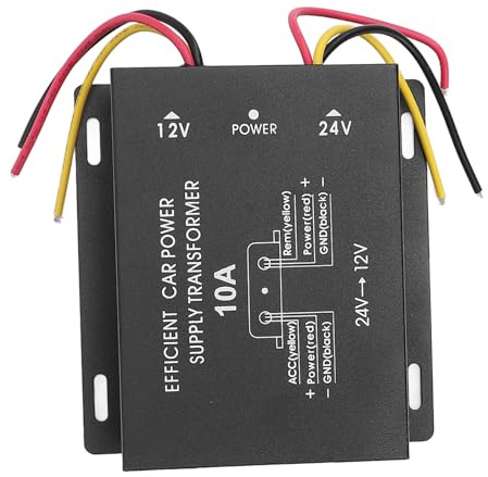 Cryfokt Convertitore di Tensione 24 V a 12 V, Eccellente Riduzione della Tensione Funzionale Resistente all'usura del Calore per SUV (10A)