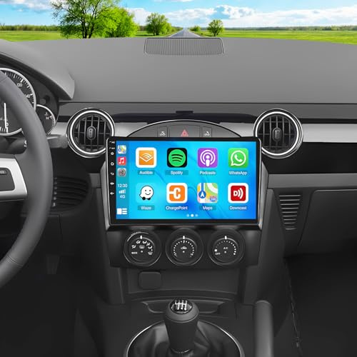 9 inch 2 Din Android 14 Car Stereo for Mazda MX-5 2006-2021, 4+64GB Touch Screen Display Radio Multimedia Player Head Unit with Carplay Android Auto GPS Navigation Bluetooth Wifi SWC Backup Cam