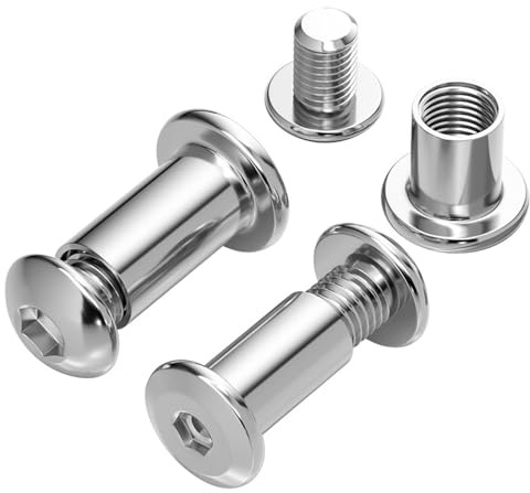 YOGAZEN 10 Stück Verbindungsschrauben M5 x 30mm, Hülsenschrauben, Edelstahl A2 V2A Möbelschrauben, für Möbeln, Schränken, Holzbret (10 x Möbelschrauben, 10 x Hülsenmutter)