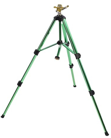 Luocute Impact Sprinkler Head on Tripod Base, Heavy Duty Lawn Sprinklers 360 Degree Large Area Irrigation, 3/4 In Connector Extension Legs Brass Nozzle Extension Legs Flip Locks