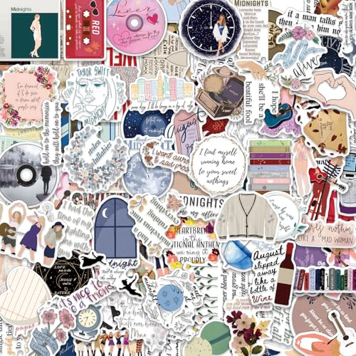 Alethron 100 Stück Sticker Aesthetic Set, Vinyl Coole Sticker Musik Y2K Pack Book Journaling Aufkleber Wasserfest Set für Teenager Erwachsene Kindle Hülle Deko Laptop