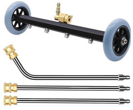 16 Hochdruckreiniger Unterbodenreiniger & Flächenreiniger Set - mit 2 Verlängerungsstangen & 60° Winkelstab - 40 cm Auto Fahrwerk-Reiniger für KärcherCo. - Max. 4000 PSI - Edelstahl-Düse