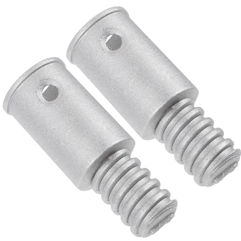 2pcs Metal Threaded Tip Connector for Broom Handle Extension Pole | Silver Finish, Home and Office Use, Threaded Design Helps Reduce Breakage and Deformation