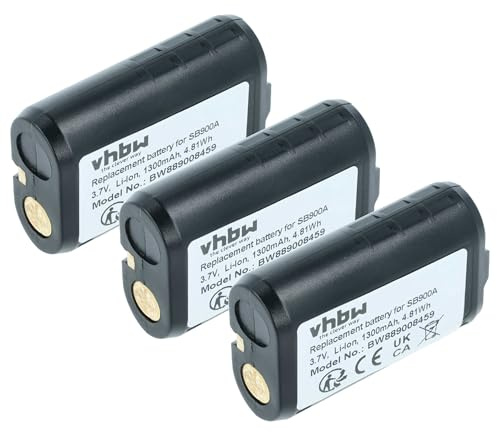 vhbw 3x batteria compatibile con Shure ULXD2, UR5 sistema radiomicrofonico trasmettitore (1300mAh, 3,7V, Li-Ion)