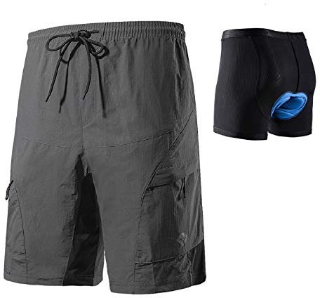 Santic Cuissard Velo Cuissard Cycliste Homme Cuissard VTT ou Velo Route avec Culotte Cyclisme Rembourré Dedans pour Homme Gris EU XL