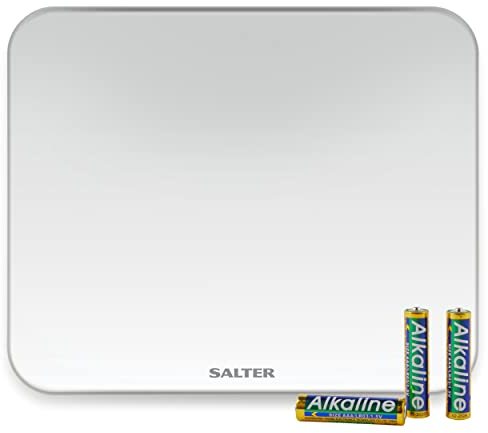 Salter 9204 WH3R Ghost Electronic Bathroom Scale – Compact Body Weight Scales, 180 KG Max Capacity, Hidden Until Lit Display, Step on for Instant Readings, Toughened Safety Glass, Carpet Feet, White
