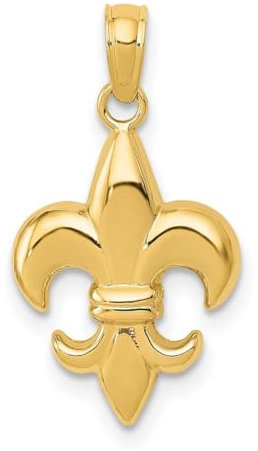 Collier avec pendentif fleur de lys en or jaune poli 14 carats - Dimensions : 22 x 11,8 mm - Bijoux pour femme, One Size, Métal Or jaune Doré Métal Or jaune, Pas de gemme