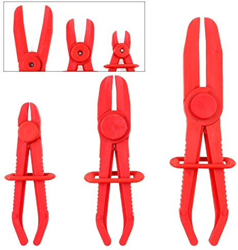 Sweet 3Pcs Red Line Clamps Hose Pliers Kit, Flexible Clamps for Brake, Fuel, Coolant Hoses (15, 20, 25 mm)