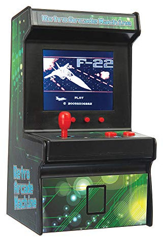 Funtime Gifts MINI ARCADE MACHINE - 200 Built-In Games, Portable Desktop Gaming Console with Joystick & 2.8 Colour Screen & Sound - Retro Arcade Games for kids